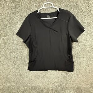 Cherokee Infinity Mock Wrap Scrub Top Black 2XL 2625A Short Sleeve Stretch